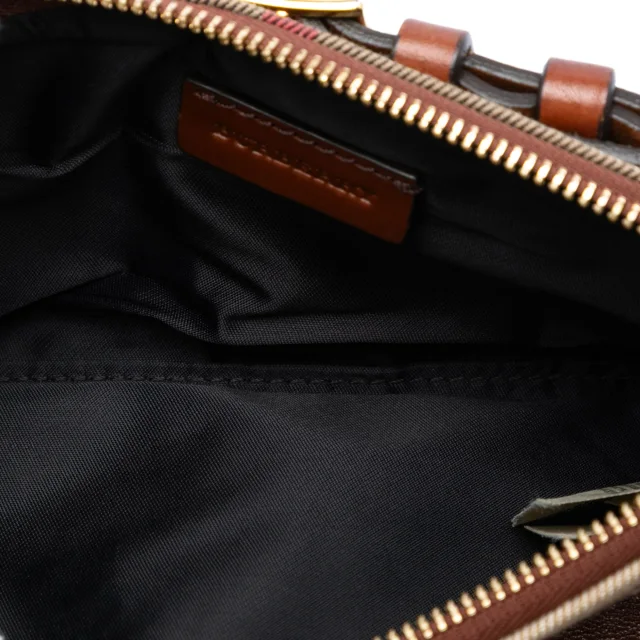 Beige Burberry House Check Canvas and Leather Adeline Fold Over Wristlet Clutch in Beige Canvas from Designer Revival, photo 4 of 6