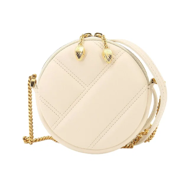 Bvlgari Serpenti Cabochon Mini Shoulder Bag Leather White in White Leather from The Reluxe
