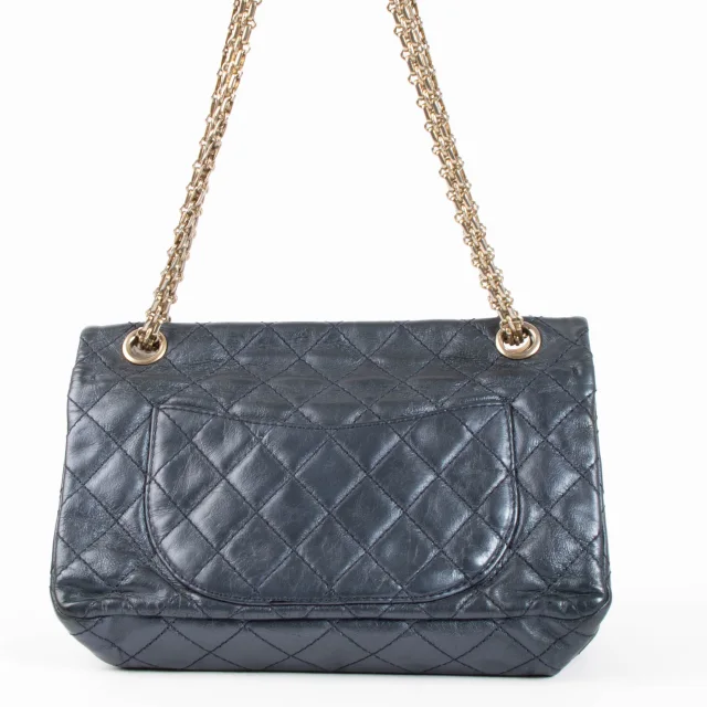 Chanel Metallic Blue Aged Calfskin Accordion Medium 2.55 Reissue Bag in Blue Calfskin from Labellov, photo 3 of 6