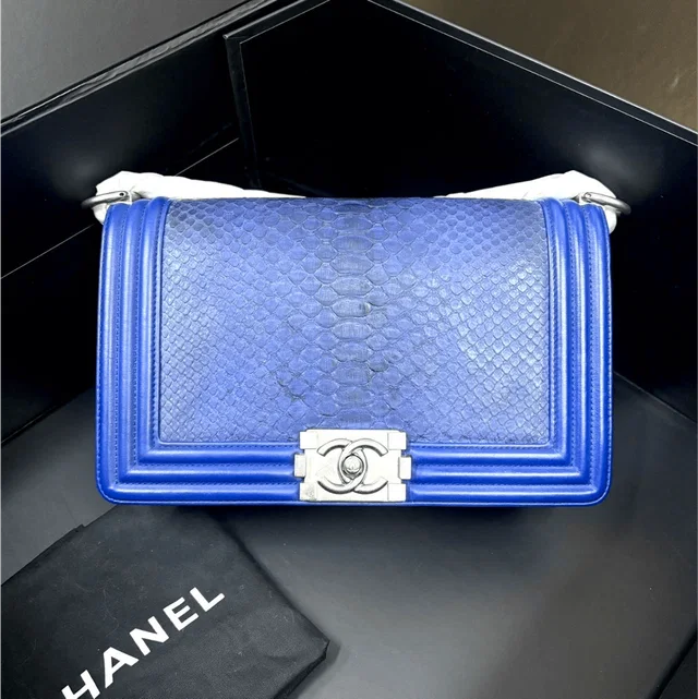 Chanel Python and Calfskin Boy Bag in Calfskin from Luxury Promise