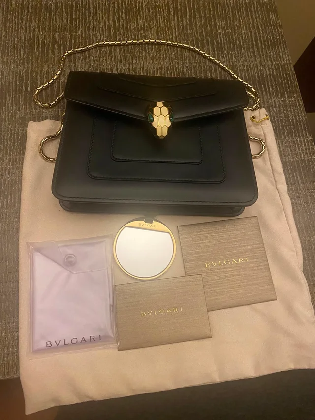 Bvlgari Black Smooth Calfskin Serpenti Forever Shoulder Bag in Black Calfskin from Luxury Promise, photo 4 of 4