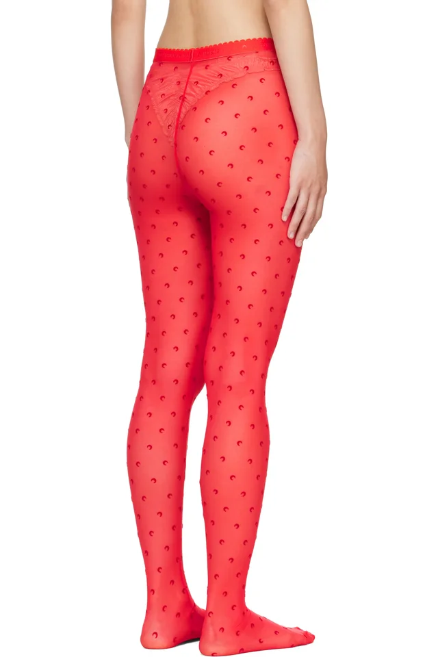 Marine Serre Red Plumetis Mesh Tights, photo 3 of 3 from SSENSE