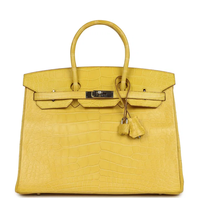 Hermès Birkin 35 Mimosa Matte Alligator Palladium Hardware in Crocodile from Madison Avenue Couture