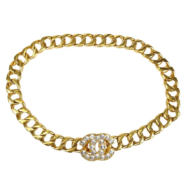 Chanel 1995 Crystal & Gold CC Chain Belt 95P in Gold from AMORE Vintage Tokyo