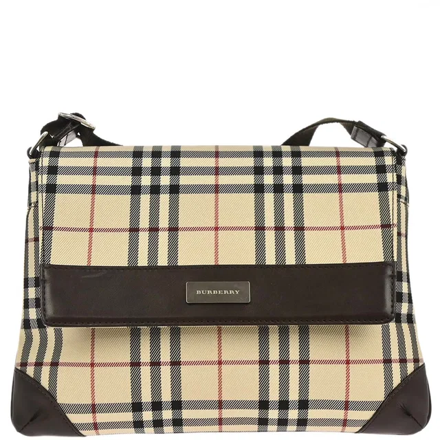 Beige Canvas Burberry Check Shoulder Bag in Beige Canvas from AMORE Vintage Tokyo