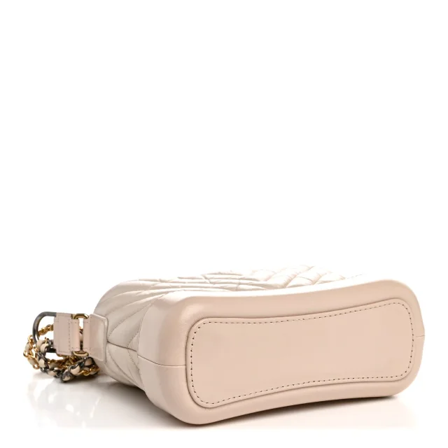Chanel Aged Calfskin Chevron Quilted Small Gabrielle Hobo Ivory in White Calfskin from FASHIONPHILE, photo 4 of 12