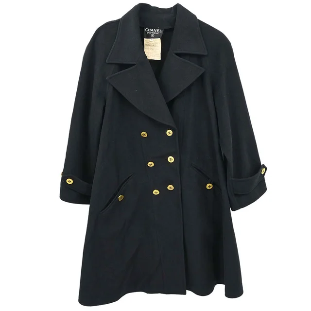 Chanel 1994 Coat Black #38 in Black Cashmere from AMORE Vintage Tokyo