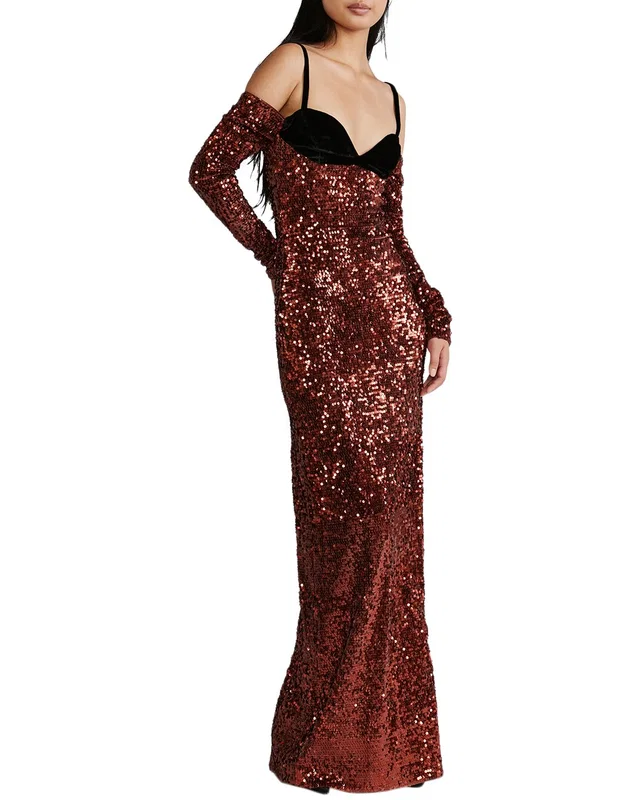 Zac Posen Sequin Bra Top Gown in https://asset1.ruecdn.com/images/sw/145228/1452283575_RLSW_black multi.jpg, image 1 of 1 from Rue La La