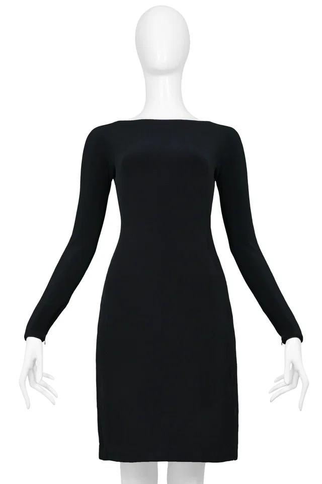 Versace Black Mini Cocktail Dress With Cutout Back in Black Nylon from Resurrection Vintage