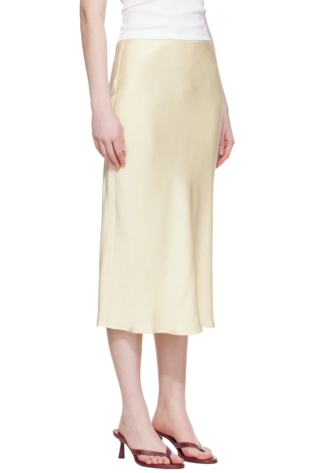 ANINE BING Yellow Bar Silk Midi Skirt, photo 2 of 4 from SSENSE