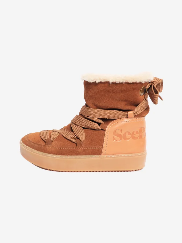 Chloé Brown shearling winter boots - size EU 39 (UK 6) in Brown Suede from Sign of the Times