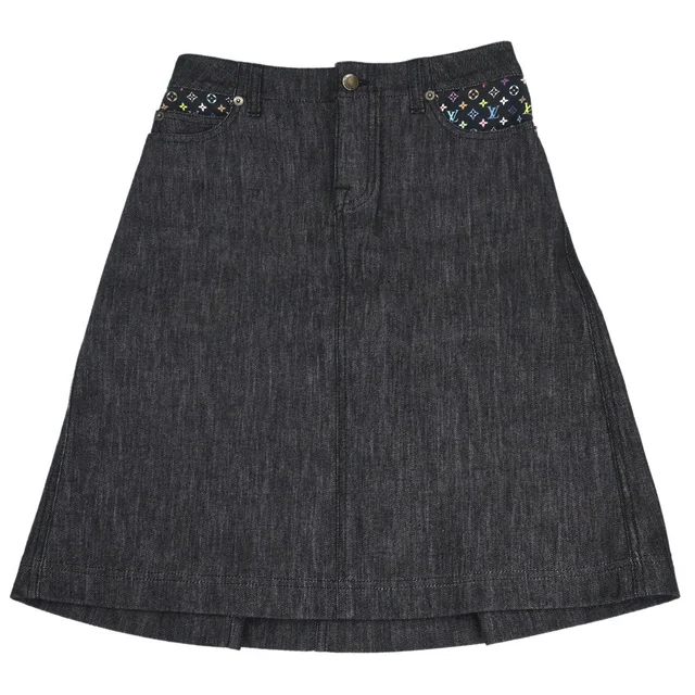Louis Vuitton 2009 Denim Skirt Gray #34 in Grey Denim from AMORE Vintage Tokyo