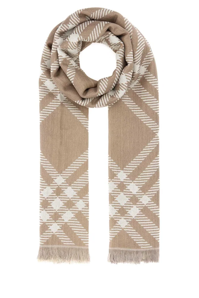 Burberry Gradient Scarf — Beige Exterior: Wool Silk Scarfs in Beige Silk from HEWI