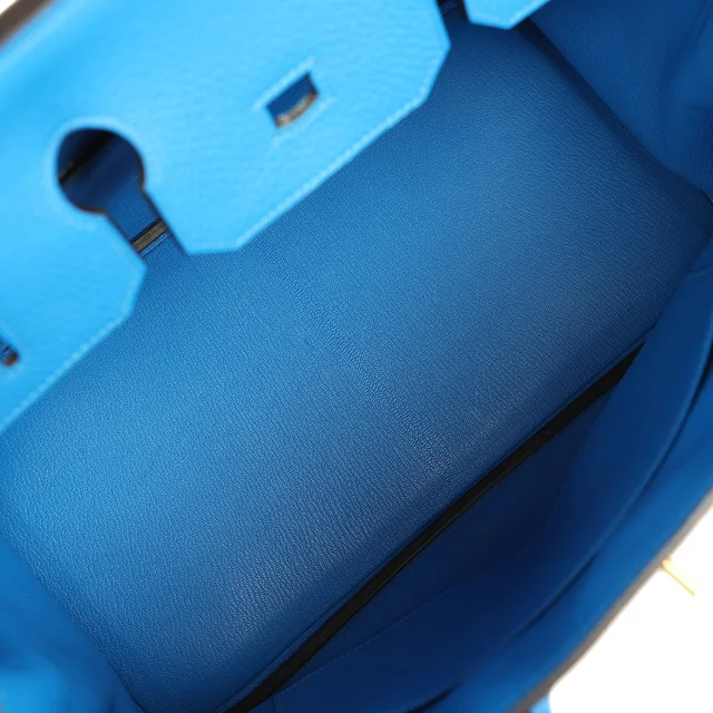Hermès Birkin 35 Bleu Hydra Clemence Gold Hardware in Blue Clemence leather from Madison Avenue Couture, photo 8 of 9