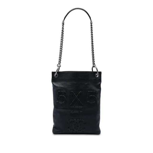 Black Chanel Oser Sans Poser CC Calfskin Messenger Bag Satchel in Black Calfskin from Designer Revival