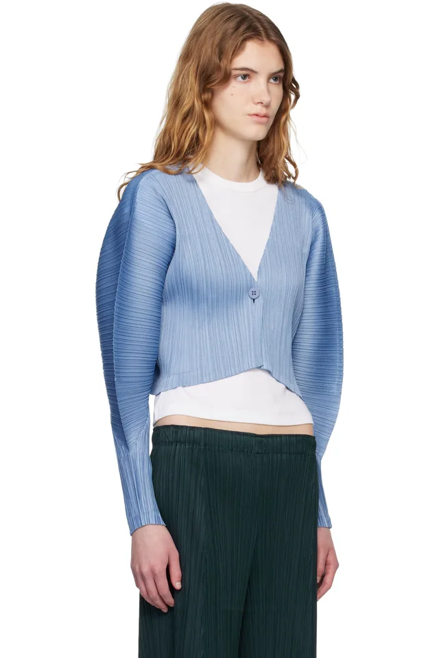 PLEATS PLEASE ISSEY MIYAKE Blue Monthly Colors December Cardigan, photo 2 of 4 from SSENSE