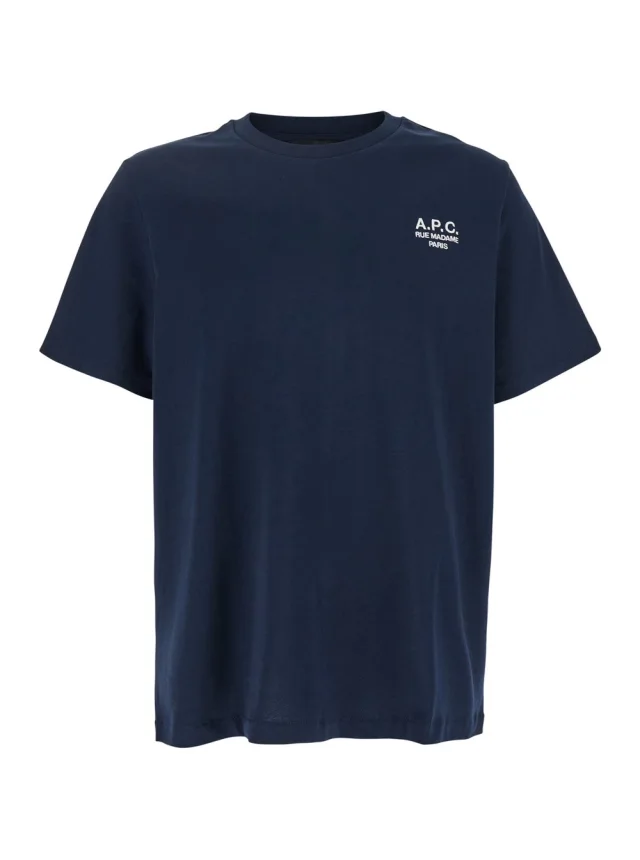 A.p.c. Blue Crewneck T-Shirt with Logo Embroidered on the Front in Cotton WOman in Blue 100% Biologic Cotton from Gaudenzi Boutique, photo 1 of 1