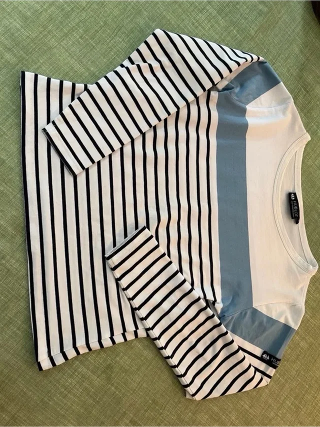 Hublot White, Blue & Light Blue Striped Long-Sleeve Top in blue|white from Poshmark