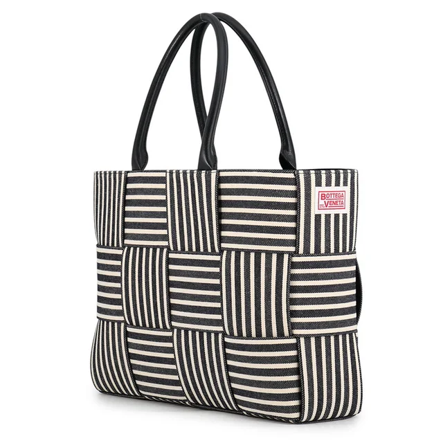 Bottega Veneta Arco Tote Navy/White787336V4A718765 Canvas Leather Size Medium in Navy Canvas from GALLERY RARE, photo 2 of 2