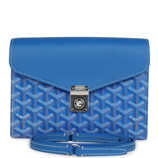 Goyard Goyardine Sky Blue Chypre Wallet-Pouch Palladium Hardware in Blue Calfskin from Madison Avenue Couture