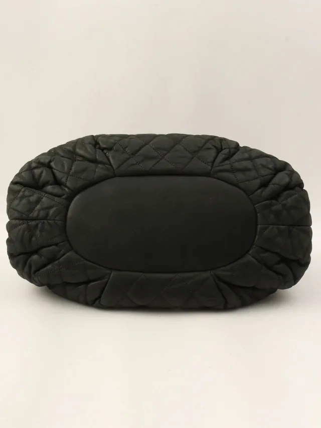 Chanel Circa 2011 In the Mix CC Mark 2-Way Bag Charcoal Grey/Dark Brown in Brown Calfskin from VINTAGE QOO TOKYO, photo 10 of 13