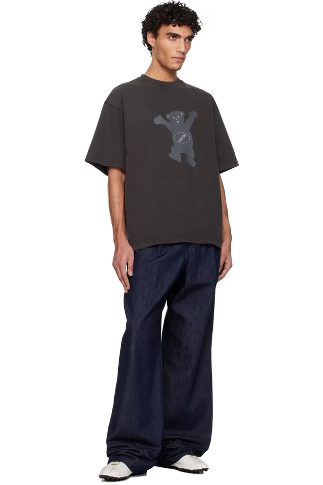 We11done Gray Teddy Logo T-shirt, photo 4 of 4 from SSENSE