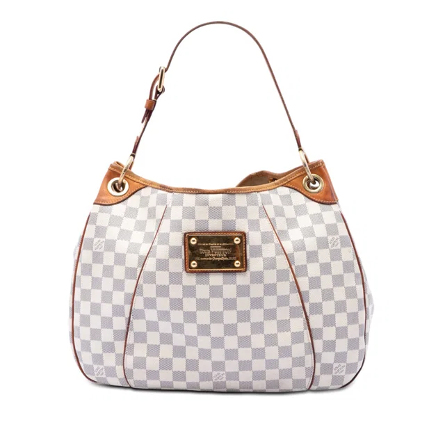 White Louis Vuitton Damier Azur Galliera PM Shoulder Bag in White Canvas from Designer Revival