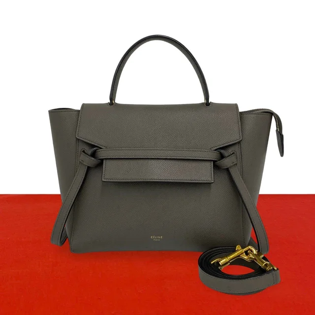 Celine Belt Bag Micro Leather 2-Way Mini Tote Gray in Grey Leather from The Reluxe