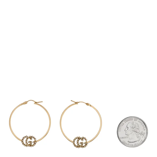 Gucci 18K Yellow Gold Diamond Running GG Hoop Earrings in Yellow from FASHIONPHILE, photo 2 of 5