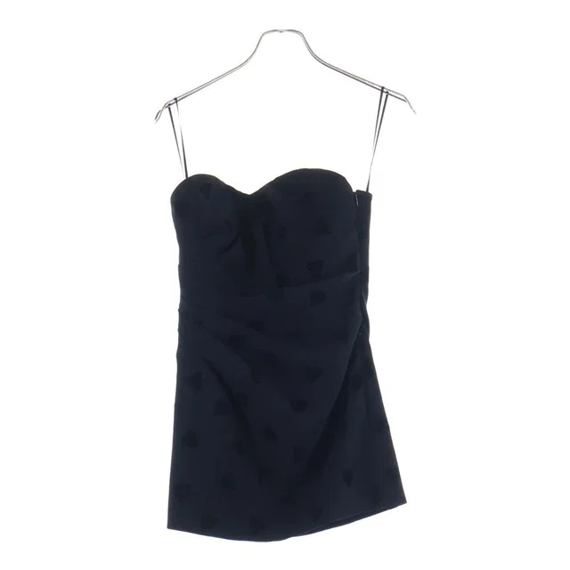 Celine Heart Pattern Wool Sable Mini Bustier Dress Black in Black Wool from The Reluxe