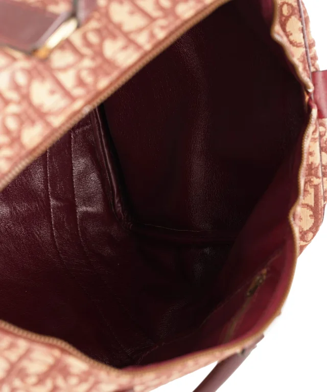 Dior Burgundy and Beige Trotter Monogram Oblique Canvas Boston Bag in Beige Canvas from Luxury Promise, photo 7 of 11