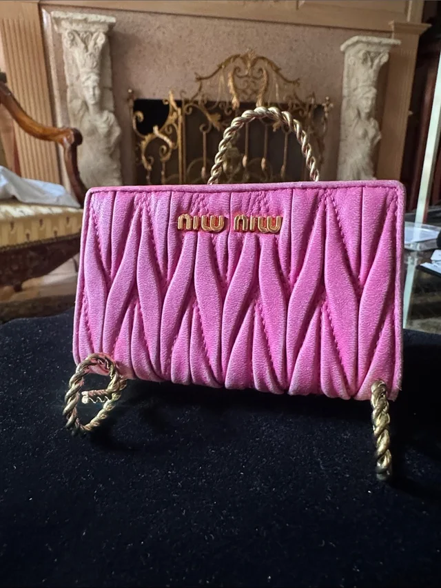 Miu Miu Matelass Wallet/Card Holder in pink Leather from Poshmark