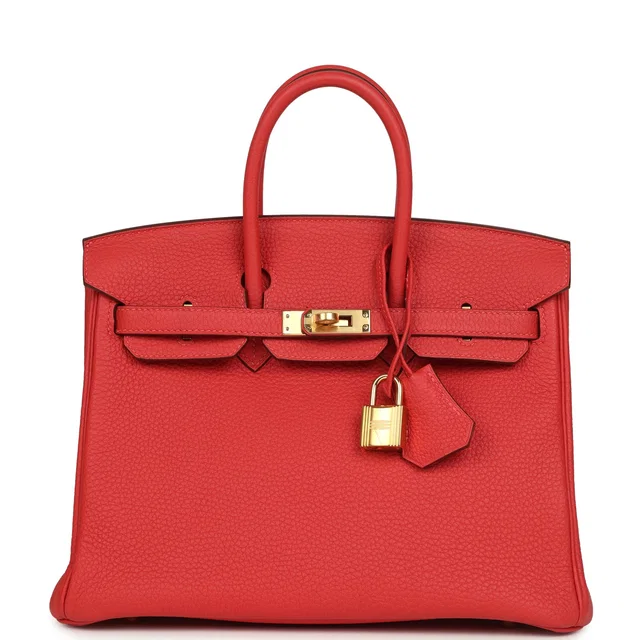 Hermès Birkin 25 Rouge Pivone Togo Gold Hardware in Red Togo leather from Madison Avenue Couture