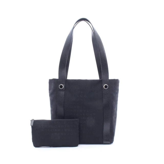 Bvlgari Logo Mania Canvas Leather Tote Bag in Canvas from LuxUness