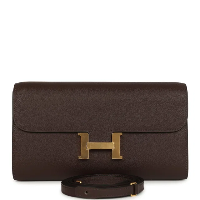 Hermès Constance Wallet To Go Moka Evercolor Gold Hardware in Leather from Madison Avenue Couture