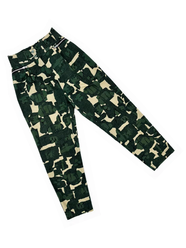 Alaïa S/ 1985 green printed zip pants in Green from James Veloria