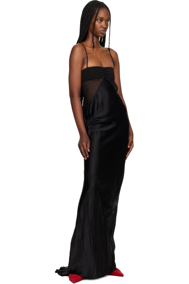 Rick Owens Black Temple Combo Slip Maxi Dress, photo 4 of 4 from SSENSE