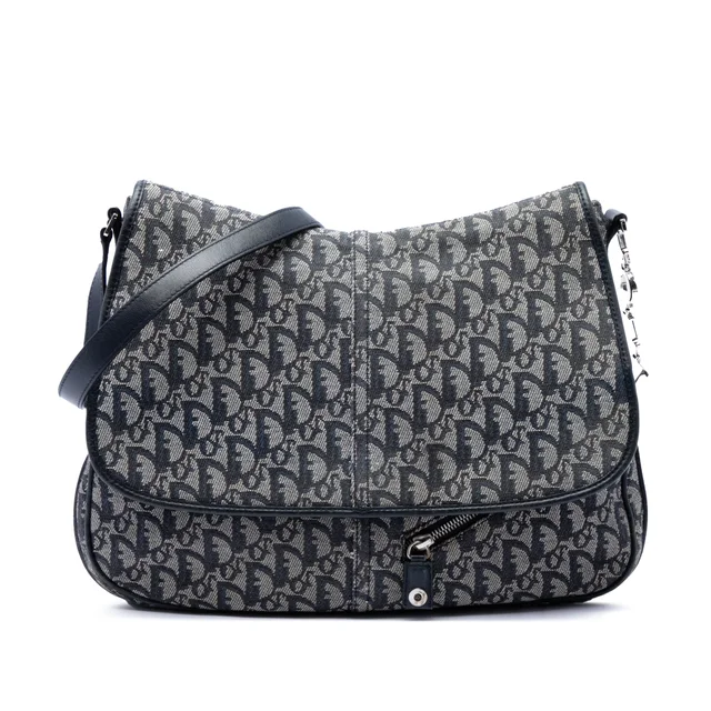 Blue Dior Diorissimo Trotter Canvas Messenger Bag in Blue Canvas from Designer Revival