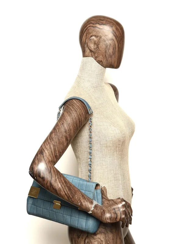 Chanel CC Denim Chocolate Bar Flap Bag in Brown Denim from A Retro Tale, photo 8 of 8