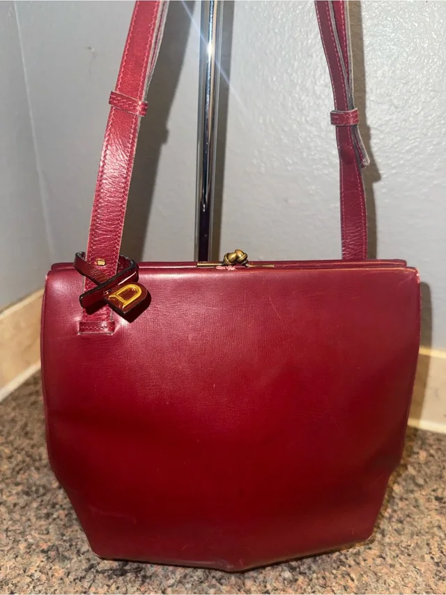 Delvaux Vintage Kiss Lock Burgandy Leather Crossbody Bag With Coa in red Leather from Poshmark
