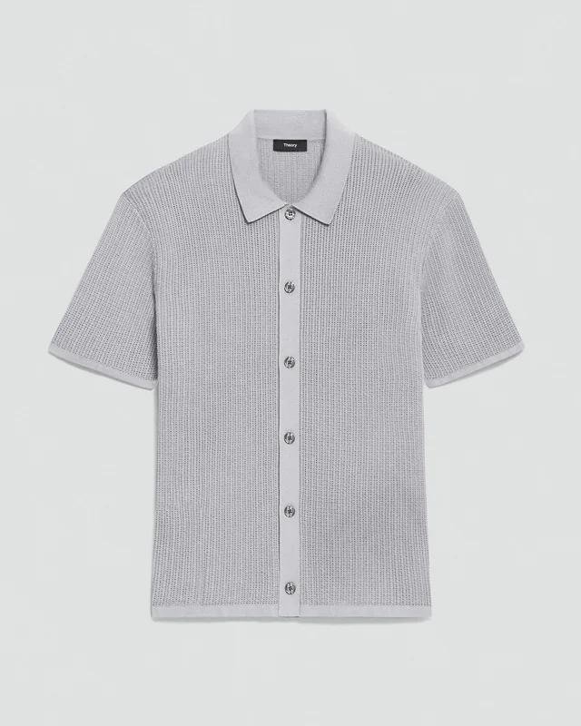 Theory Mesh Button-Up Shirt in Cotton in NEW DARK VAPOR 100% Cotton; Exclusive Of Elastic, photo 6 of 12 from Theory