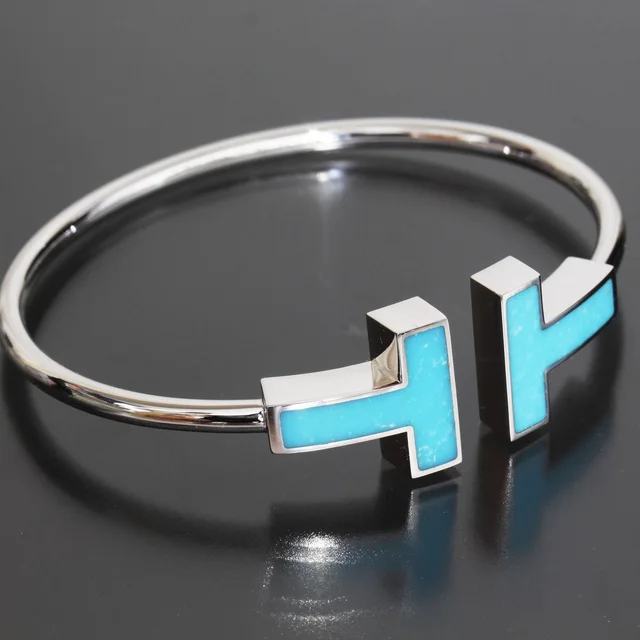 Tiffany & Co. T Wide Wire Bracelet Turquoise in Blue from The Reluxe