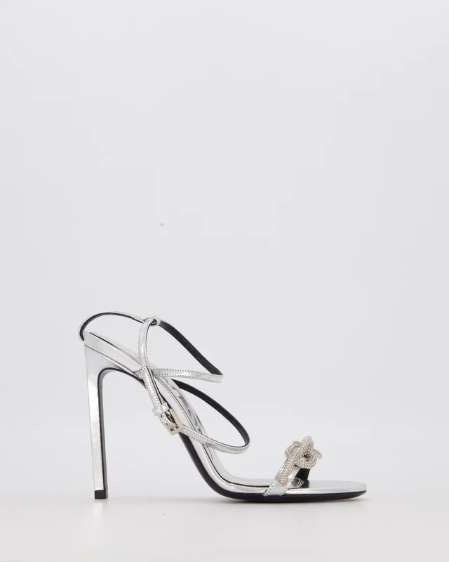 Tom Ford 105mm Crystal Embellished Heels in Silver Size EU 37.5 in Silver Leather from Sellier