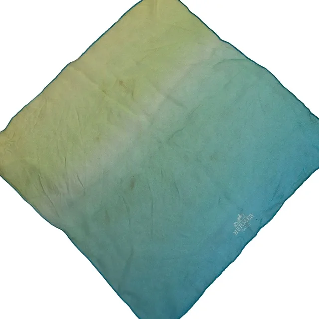 Hermès Scarf Gavroche Light Green Light Blue Gradation Silk in Blue Silk from The Reluxe