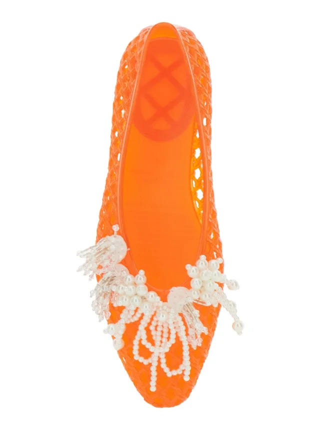HEAVENLY JELLY 'Muse' Orange Ballet shoes with Beaded Details in Tech Fabric Women in Red, photo 7 of 8 from Gaudenzi Boutique