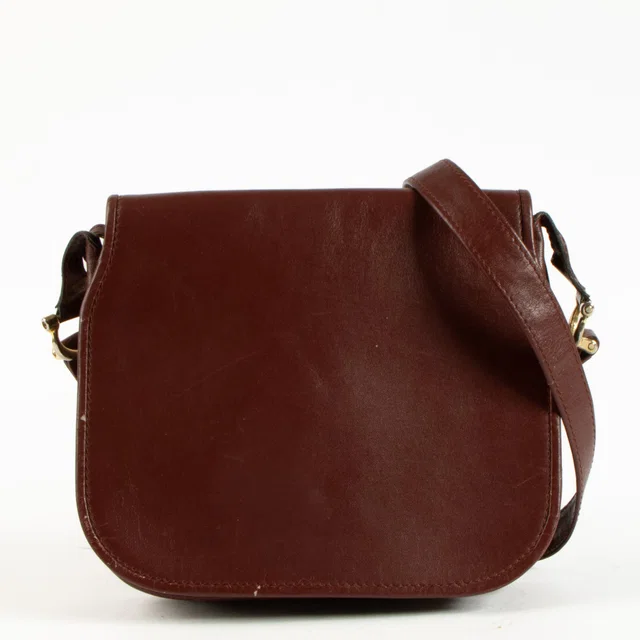 Cartier Vintage Bordeaux Leather Mini Flap Bag in Burgundy Leather from Labellov