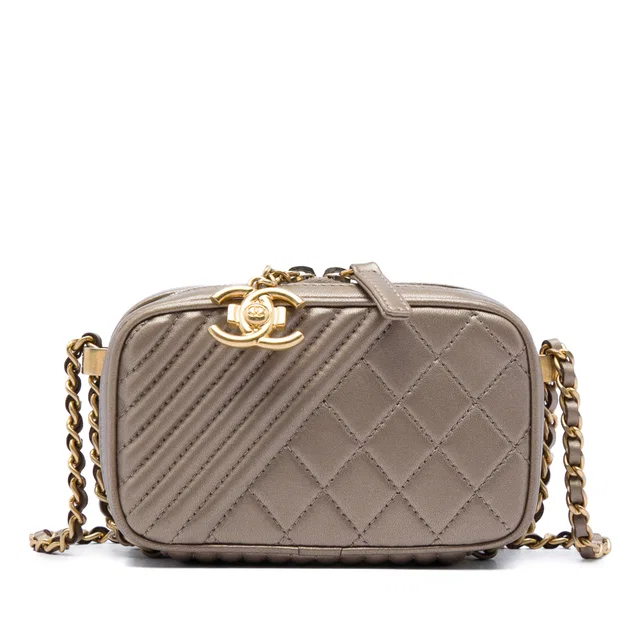 Gold Chanel Mini Quilted Lambskin Coco Boy Camera Bag in Gold Lambskin from Designer Revival