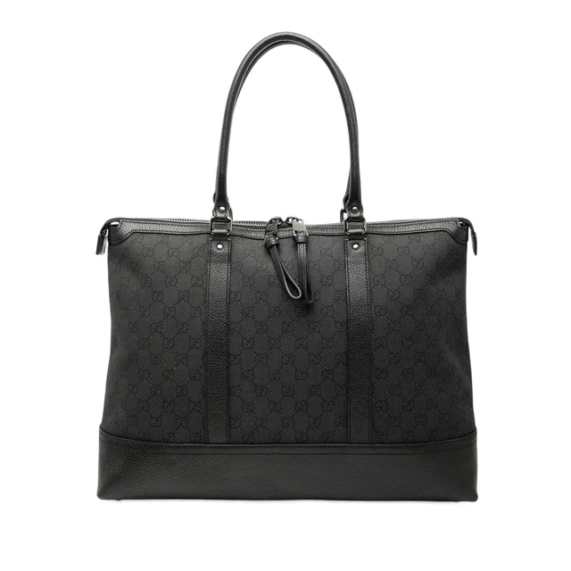 Black Gucci GG Denim Tote in Black Denim from Designer Revival
