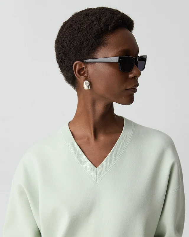 Theory V-Neck Sweatshirt in Light Bilen in SEA GLASS, photo 12 of 14 from Theory