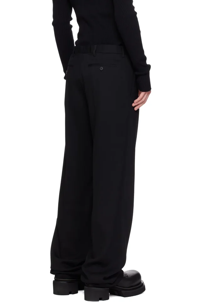 Rick Owens Black Temple Tailored Dietrich Trousers, photo 3 of 4 from SSENSE